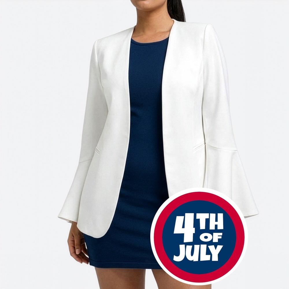 Zara Sculptural Ivory Bell‎ Sleeve Blazer Modern Minimalist Chic Quiet Luxury